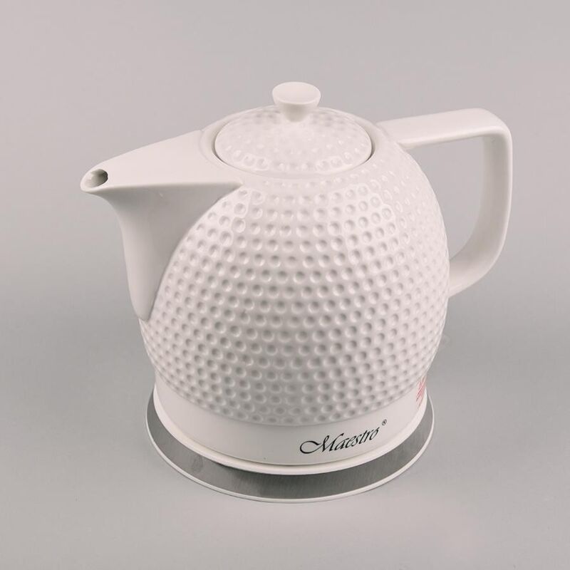 foto del prodotto bollitore in ceramica, cordless, design a pallina da golf, 1,5 l, 1200 w, moderno bollitore retr 