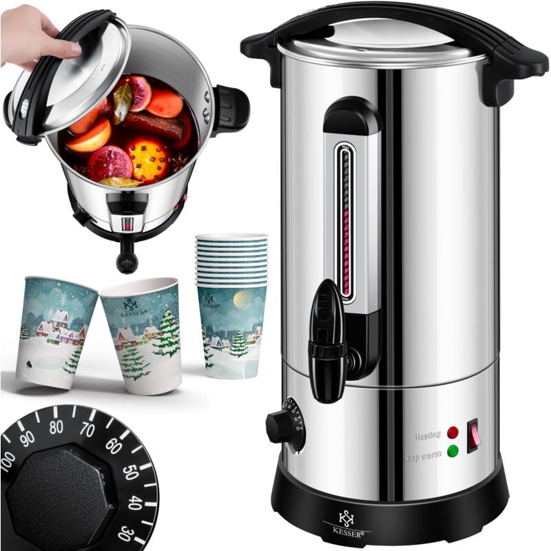 foto del prodotto bollitore per vin brul 10l in acciaio inox incl. 10x tazze bollitore per vin brul con termostato bollitore per vin brul bollitore per bevande