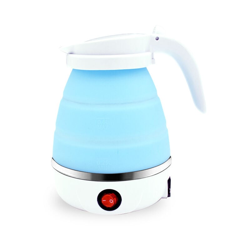 foto del prodotto bollitore pieghevole, fornello da campeggio bollitore pieghevole in silicone da viaggio 0,6 l blu