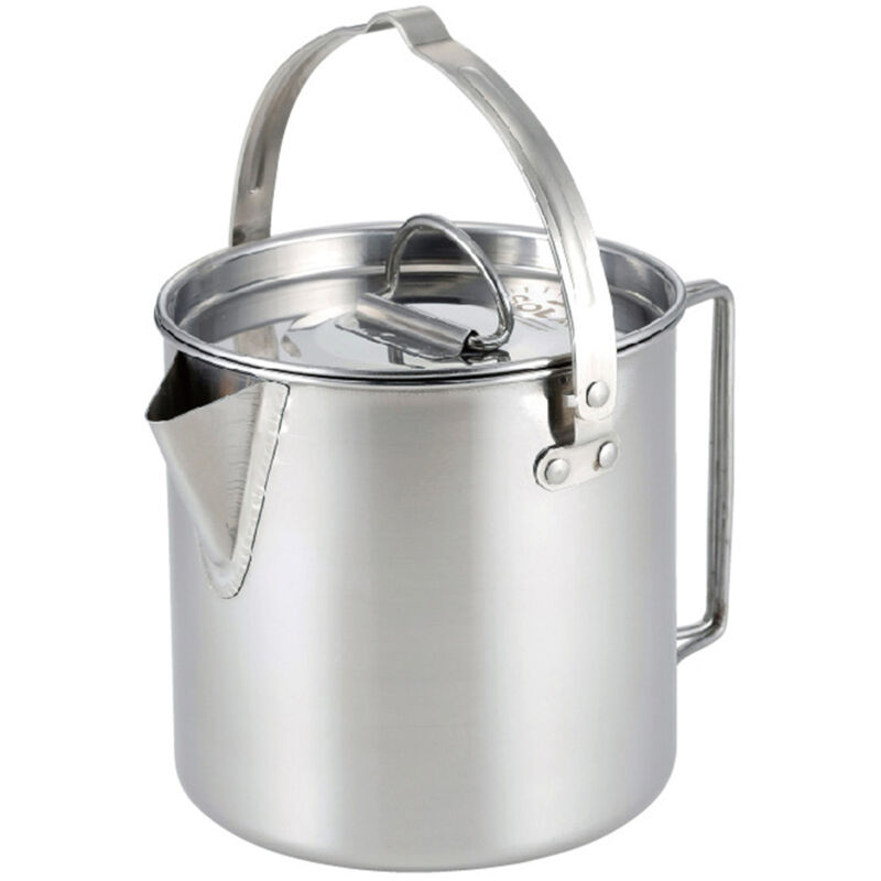 foto del prodotto bollitore pieghevole portatile da esterno, bollitore da picnic in acciaio inossidabile, 1,2 litri, argento