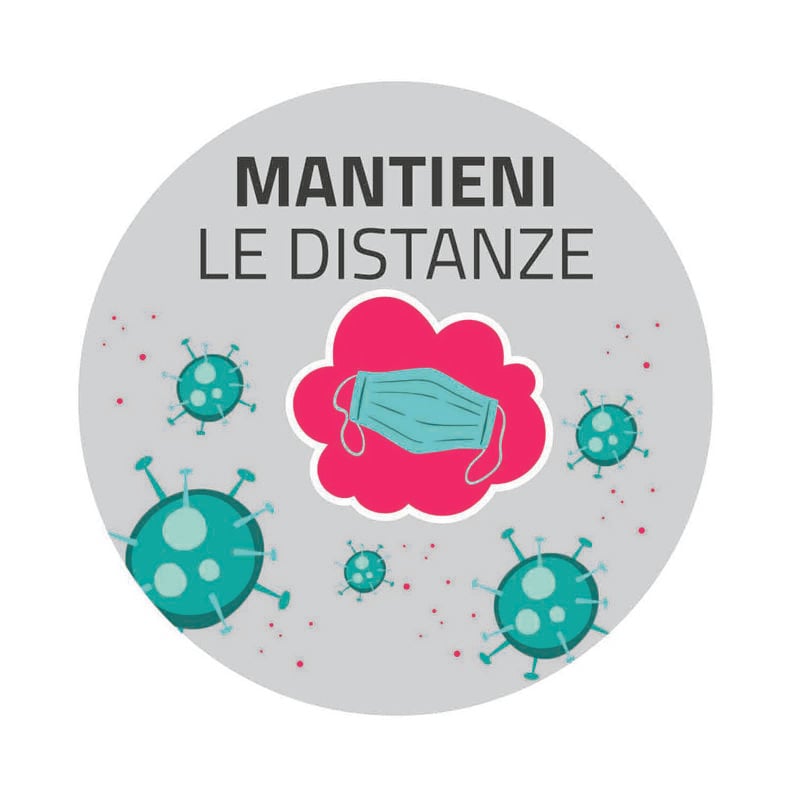 foto del prodotto bollo adesivo calpestabile mantieni le distanze cm.30x30