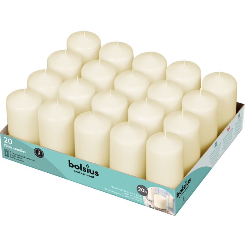 foto del prodotto bolsius candele basiche per decorazione, cera, avorio, dimensione cero singolo h 9.8 cm 4.8cm, 20 unit 