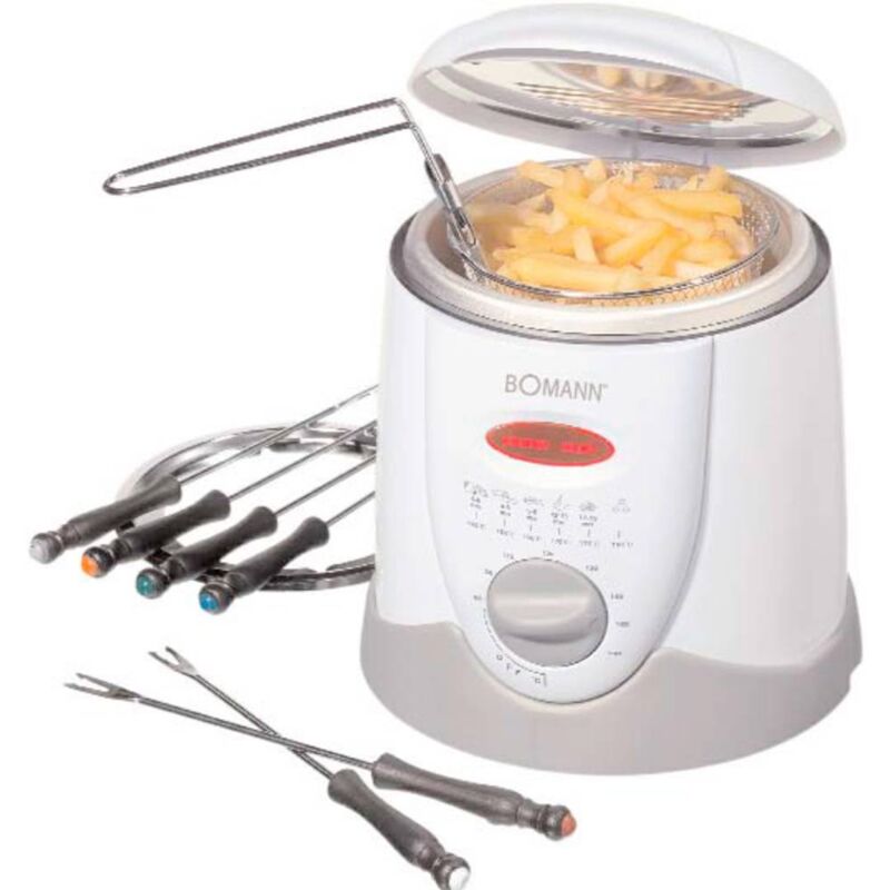 foto del prodotto bomann ffr 1290 friggitrice e macchina per la fonduta 1 l 840 w con regolazione manuale della temperatura bianco, grigi
