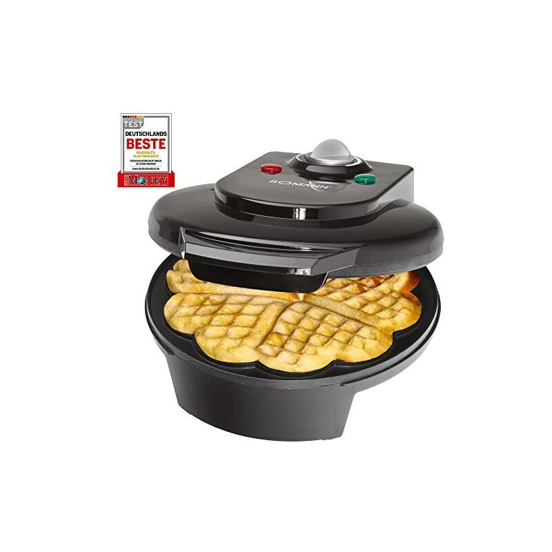 foto del prodotto bomann wa 5018 macchina per waffle a forma di cuore, piastra da 18 cm, piastra antiaderente, termostato regolabile, 1200 w, colore bianco