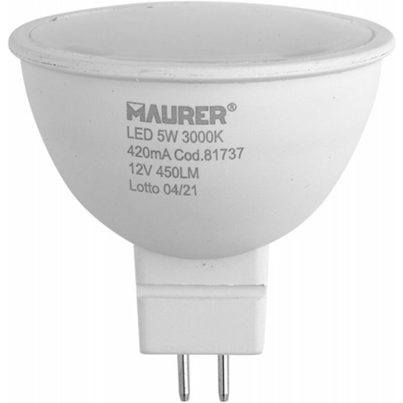 foto del prodotto bombilla led dicroica rosca gu 5.3 mr16. 5 watt. equivale a 40 watt. 405 lumenes. luz c lida 3000 k. 