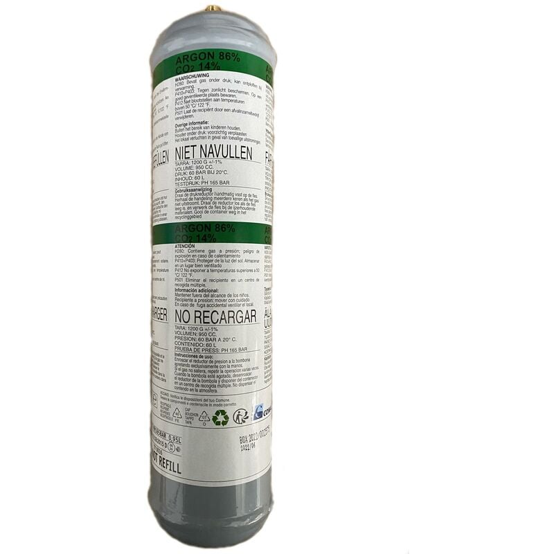 foto del prodotto bombola non ricaricabile tecnoweld argon+co2 92500