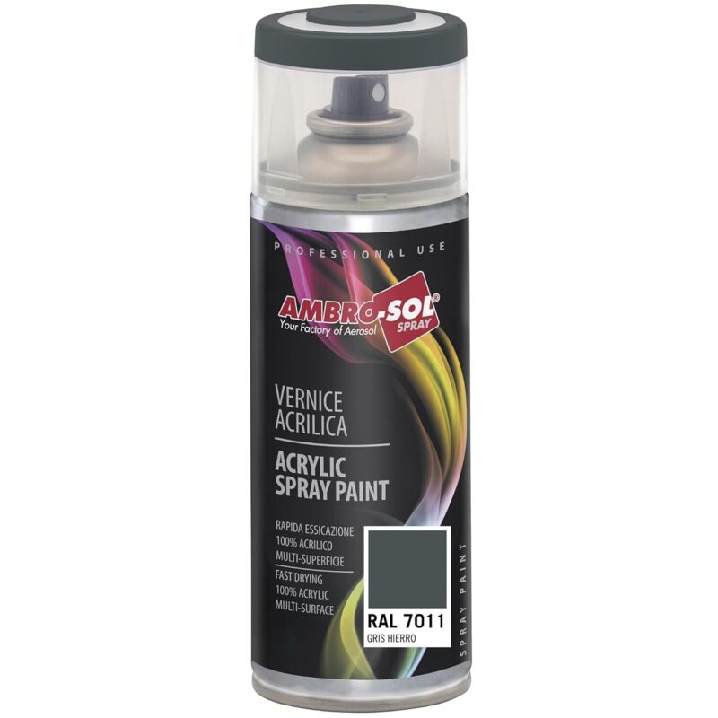 foto del prodotto bomboletta ambro-sol vernice spray 400ml acrilico ral 7011 grigio ferro
