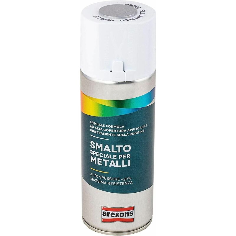 foto del prodotto bomboletta smalto vernice spray alluminio ruote speciale metalli 400 ml arexons