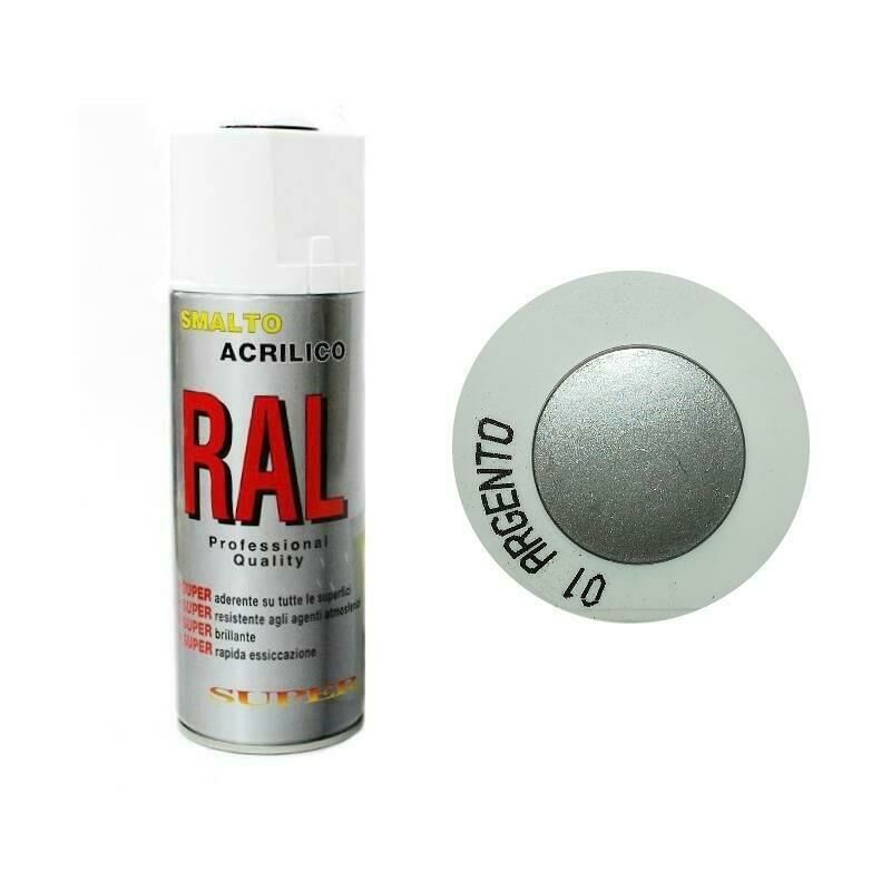 foto del prodotto bomboletta spray argento acrilico rapida essiccazione argento