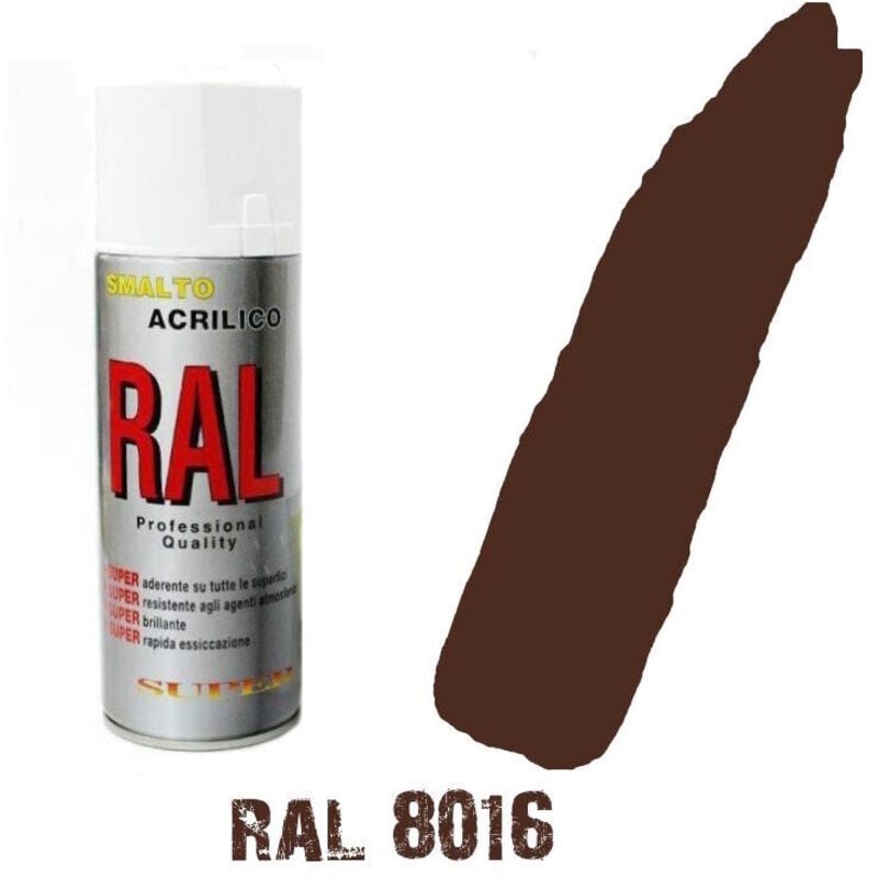 foto del prodotto bomboletta spray marrone mogano ral 8016 acrilico vernice brillante lucido graf