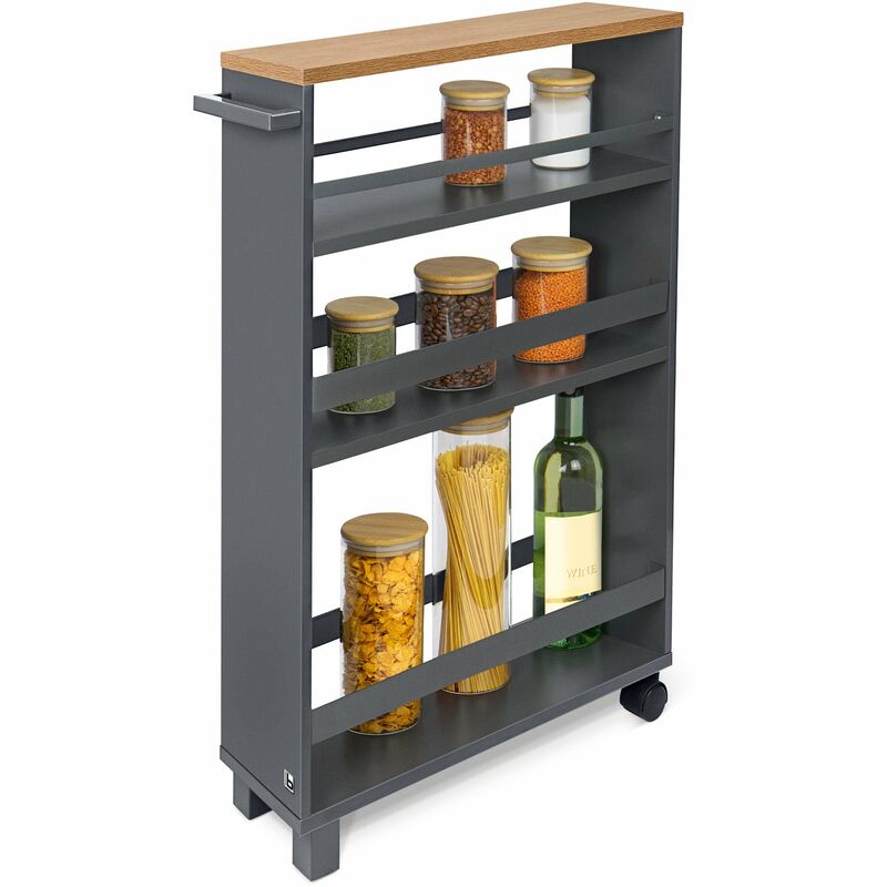 foto del prodotto bomoe hylla carrello da cucina scaffale da cucina 50x79x15 cm carrello rotante, scaffale da bagno carrello portaoggetti antracite
