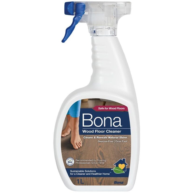 foto del prodotto bona detergente liquido per pavimenti in legno, per pavimenti in legno verniciato o cerato, flacone spray da 1 litro