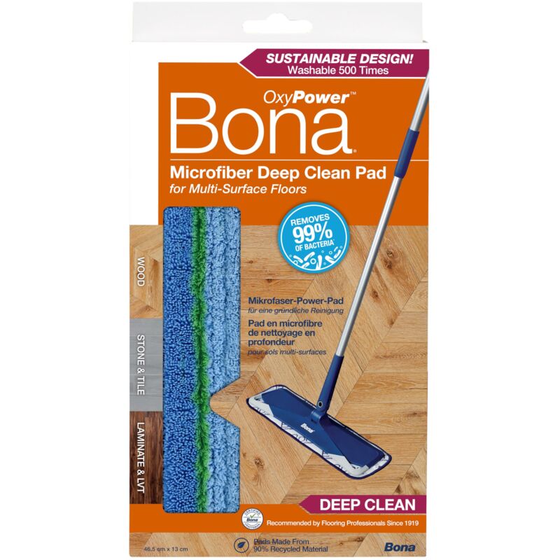 foto del prodotto bona pad in microfibra per la pulizia profonda con tecnologia powerloop, mop microfibra pavimenti, panno pulizia, pulizia per parquet, microfiber