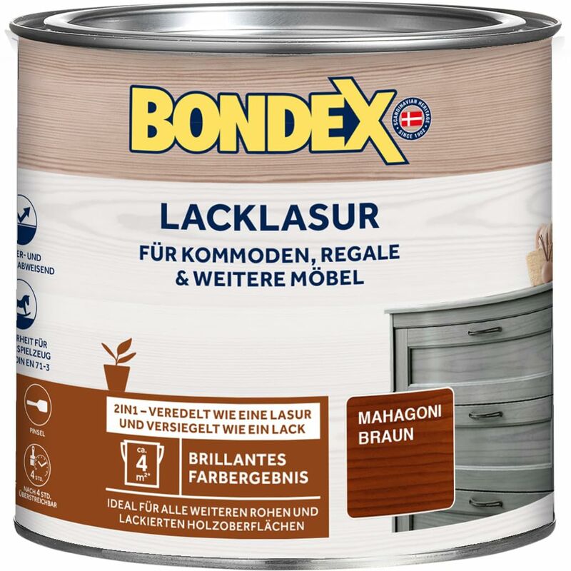 foto del prodotto bondex vernice effetto impregnante 2in1 marrone mogano per legno interno 375ml