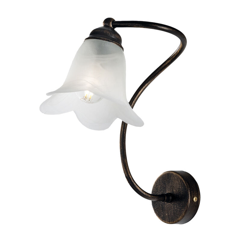 foto del prodotto bonetti illumina applique 1 luce alice ferro battuto marrone e oro vetro bianco