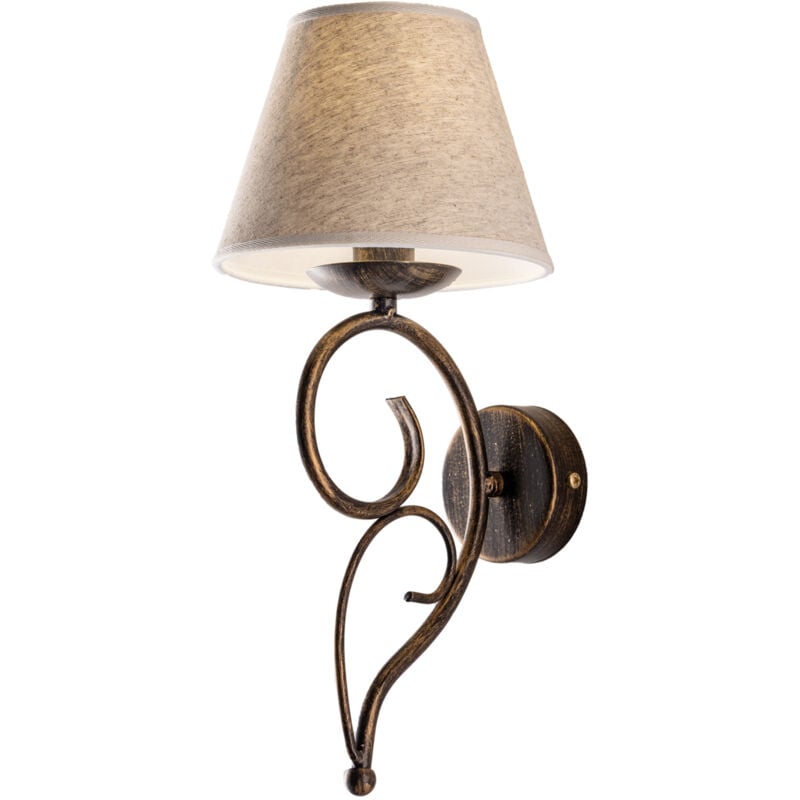 foto del prodotto bonetti illumina applique 1 luce vienna ferro marrone e oro con paralume in pvc