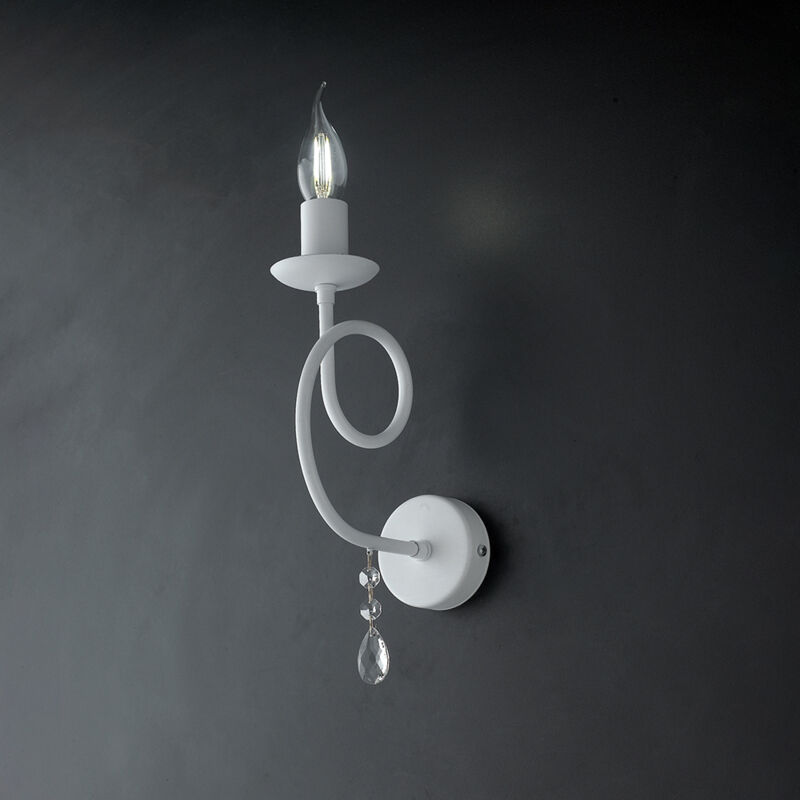 foto del prodotto bonetti illumina applique classico 1 luce ferro bianco shabby e cristalli serie elegant