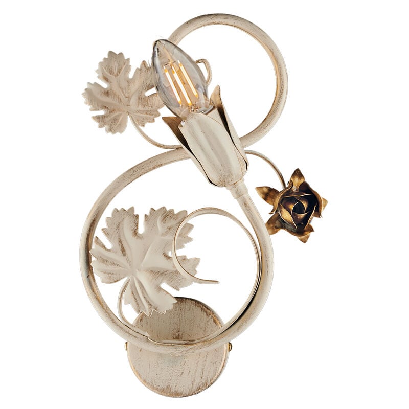 foto del prodotto bonetti illumina applique iris 1 luce arte povera con foglie in ferro avorio e oro