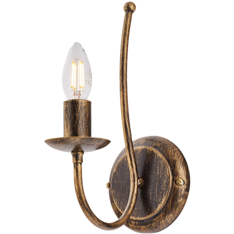 foto del prodotto bonetti illumina applique rustico botte 1 luce in ferro battuto marrone e oro