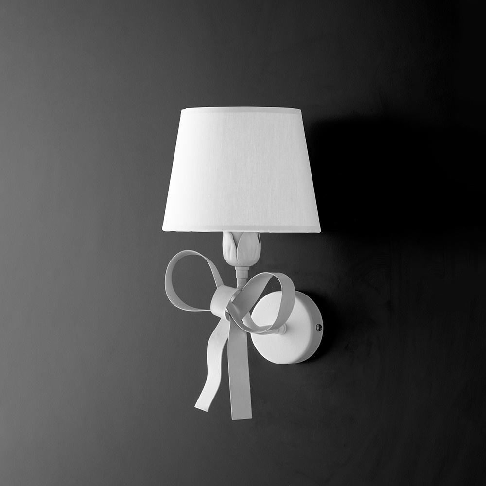 foto del prodotto bonetti illumina applique shabby chic lucy bianco 1 luce paralume bianchi