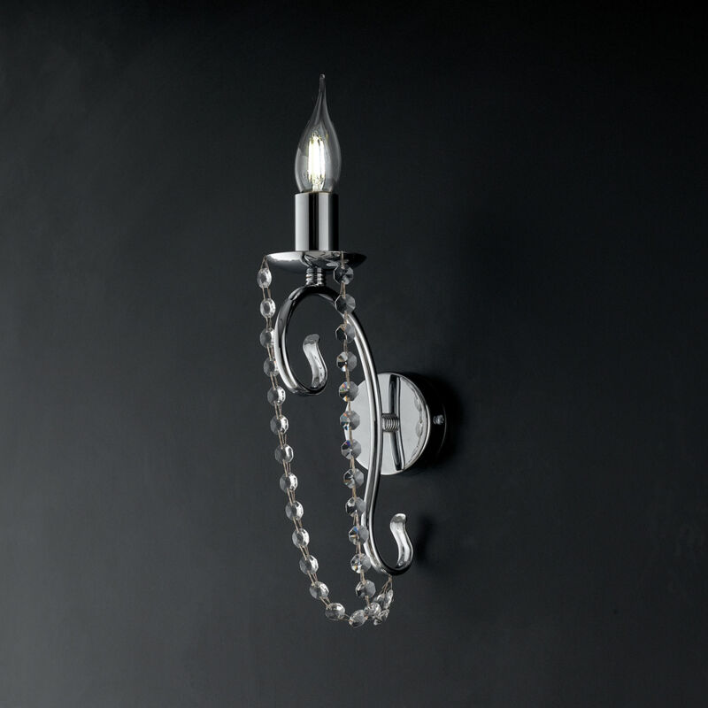 foto del prodotto bonetti illumina applique shabby chic magda metallo e cristallo cromo 1 luce e14