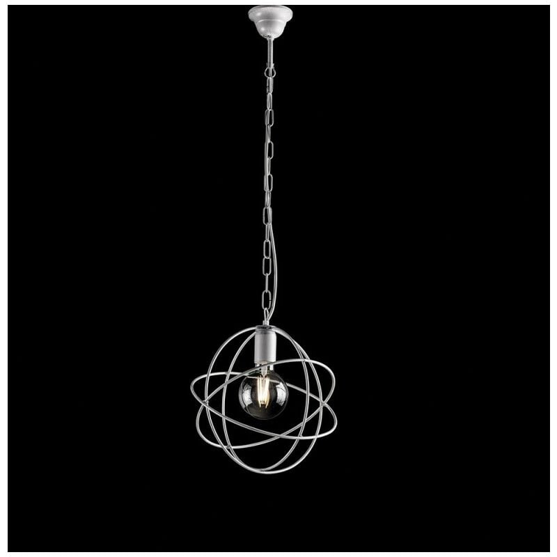 foto del prodotto bonetti illumina - lampadario a sospensione 1 luce sfera ferro bianco e argento serie williams