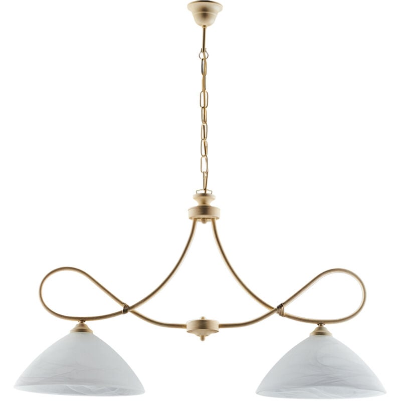 foto del prodotto bonetti illumina lampadario in ferro laccato avorio con decorazione effetto decap e rifiniture in oro antico con diffusori in vetro diametro 13