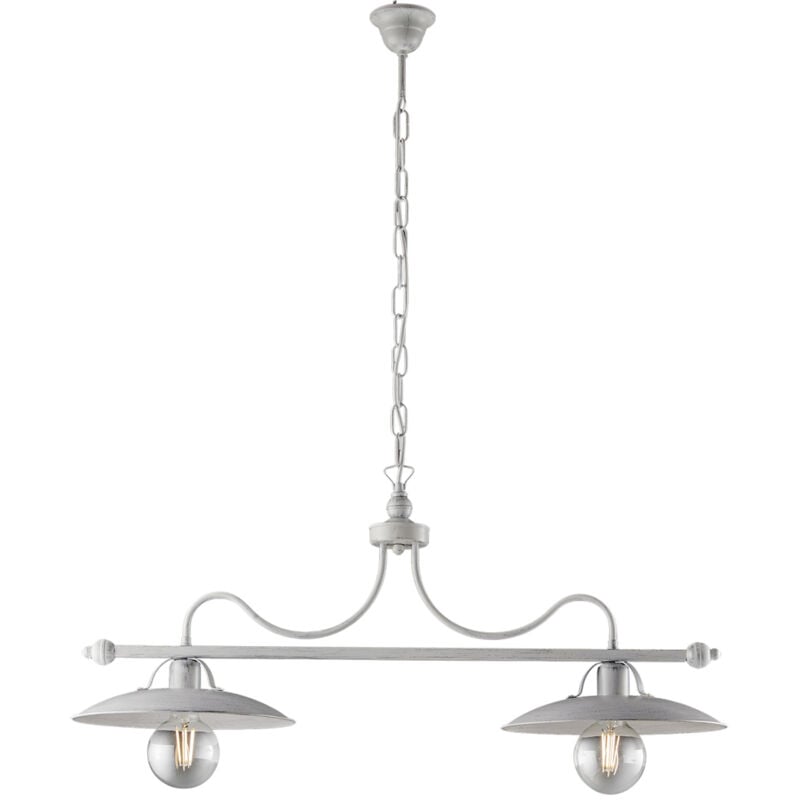 foto del prodotto bonetti illumina lampadario in ferro laccato bianco con decorazione argento antico 2 luci