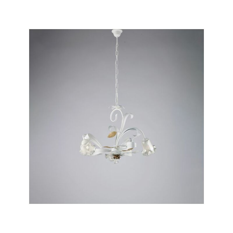 foto del prodotto bonetti illumina lampadario in ferro laccato bianco shabby 3 luci cesto