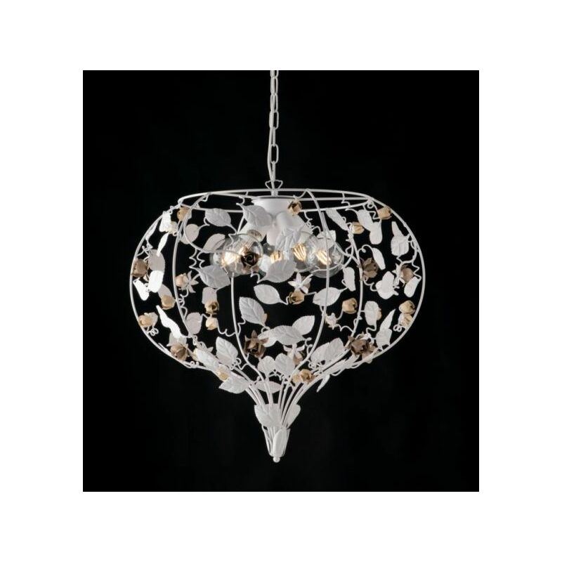 foto del prodotto bonetti illumina lampadario in ferro laccato bianco shabby 5 luci bella