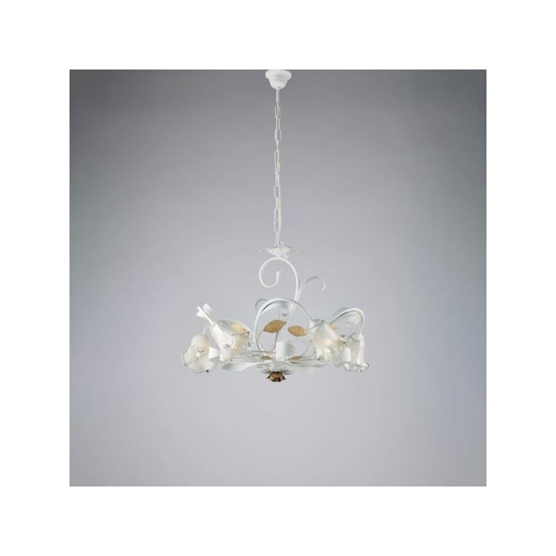 foto del prodotto bonetti illumina lampadario in ferro laccato bianco shabby 5 luci cesto