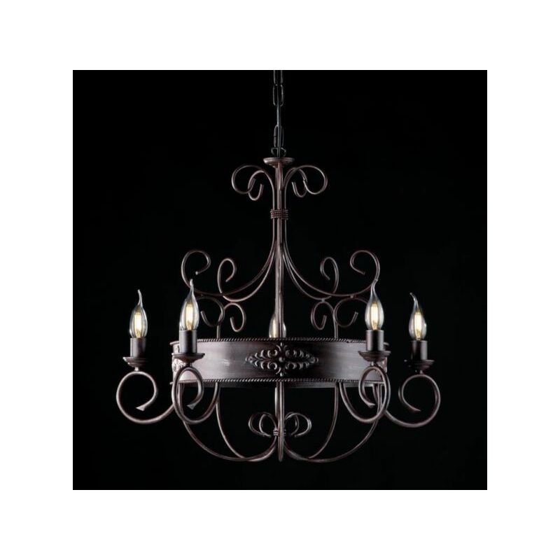 foto del prodotto bonetti illumina lampadario in ferro laccato nero e ruggine 5 luci baltimora
