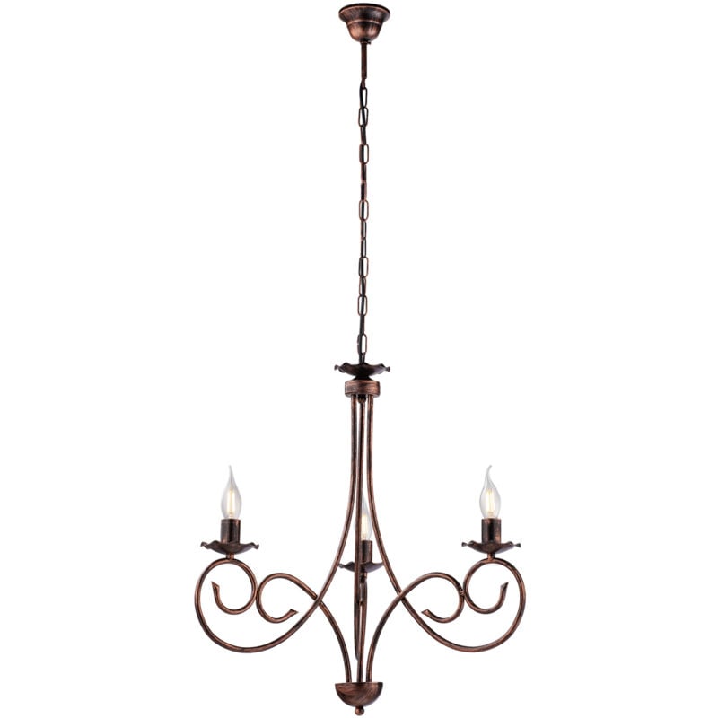 foto del prodotto bonetti illumina lampadario provenzale candelabro alma 3 luci ferro battuto nero e rame