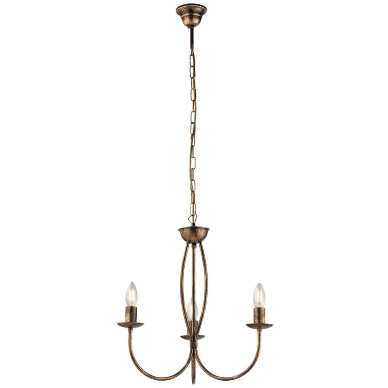 foto del prodotto bonetti illumina - lampadario rustico botte 3 luci in ferro battuto marrone e oro