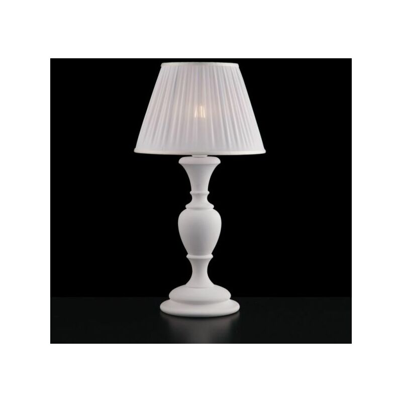 foto del prodotto bonetti illumina lume in legno bianco shabby 1 luce con paralume dm.35 fiorenza
