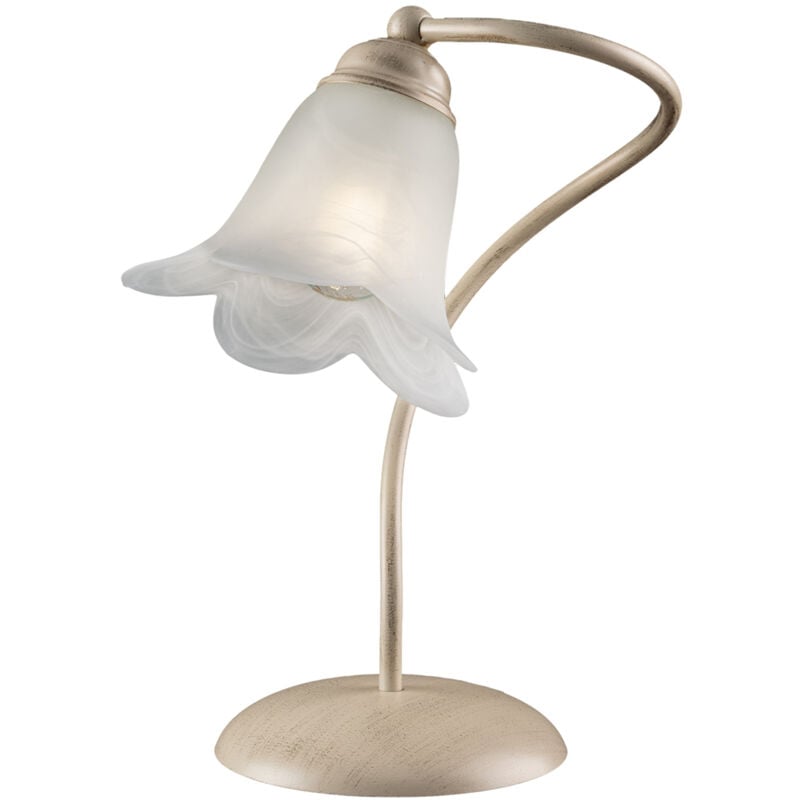 foto del prodotto bonetti illumina lumetto 1 luce alice ferro battuto avorio e oro vetro bianco