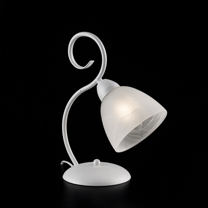 foto del prodotto bonetti illumina - lumetto 1 luce ferro batturo bianco shabby e vetro bianco serie aurelio