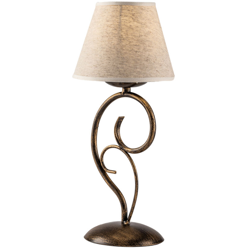 foto del prodotto bonetti illumina lumetto 1 luce vienna ferro marrone e oro con paralume in pvc