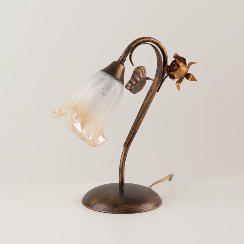 foto del prodotto bonetti illumina lumetto classico arte povera ferro battuto marrone e oro serie cestino