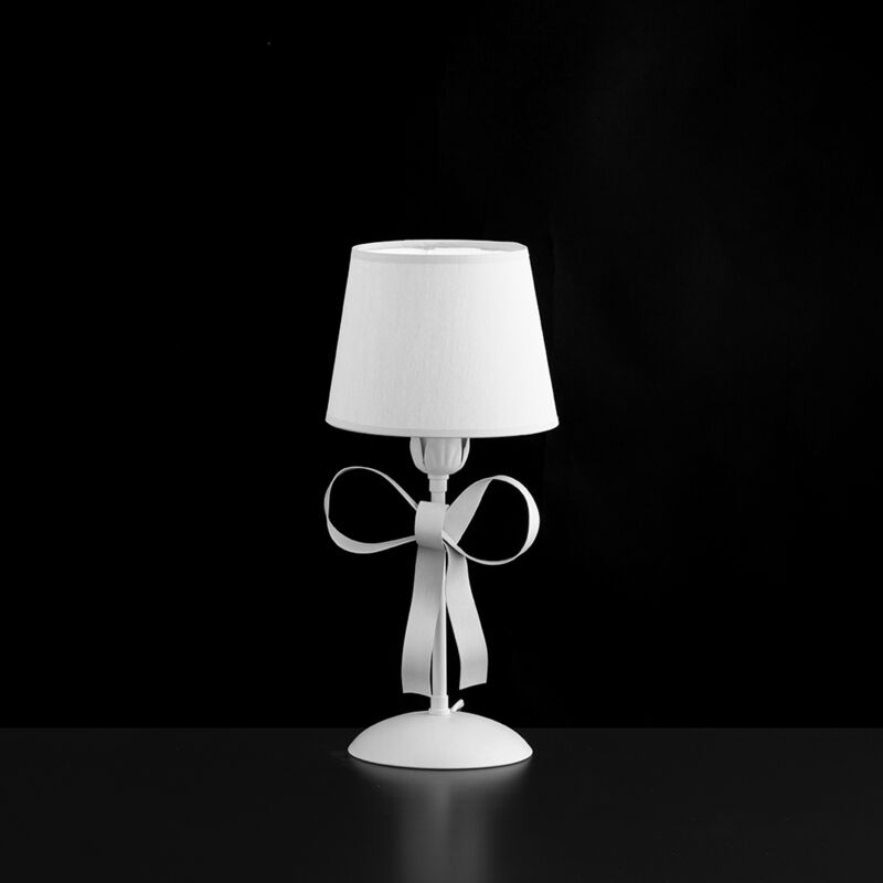 foto del prodotto bonetti illumina lumetto shabby chic lucy bianco 1 luce paralume bianchi