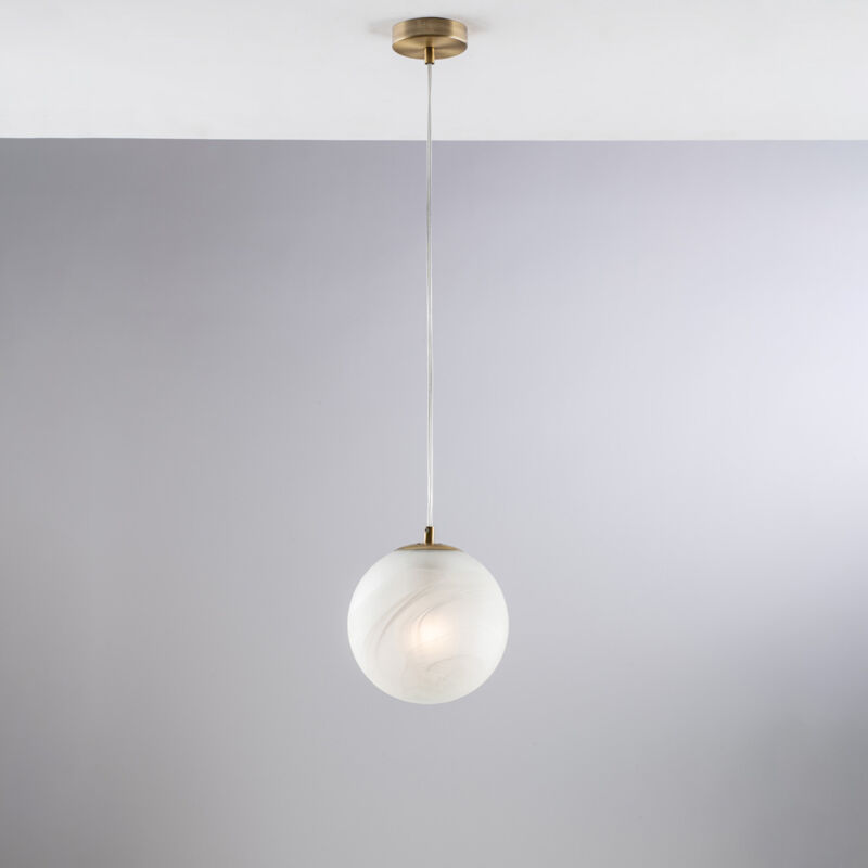 foto del prodotto bonetti illumina olaf sospensione in ferro cromo nero 1 luce con sfera dm.20 130 20 bl294 s1 brz