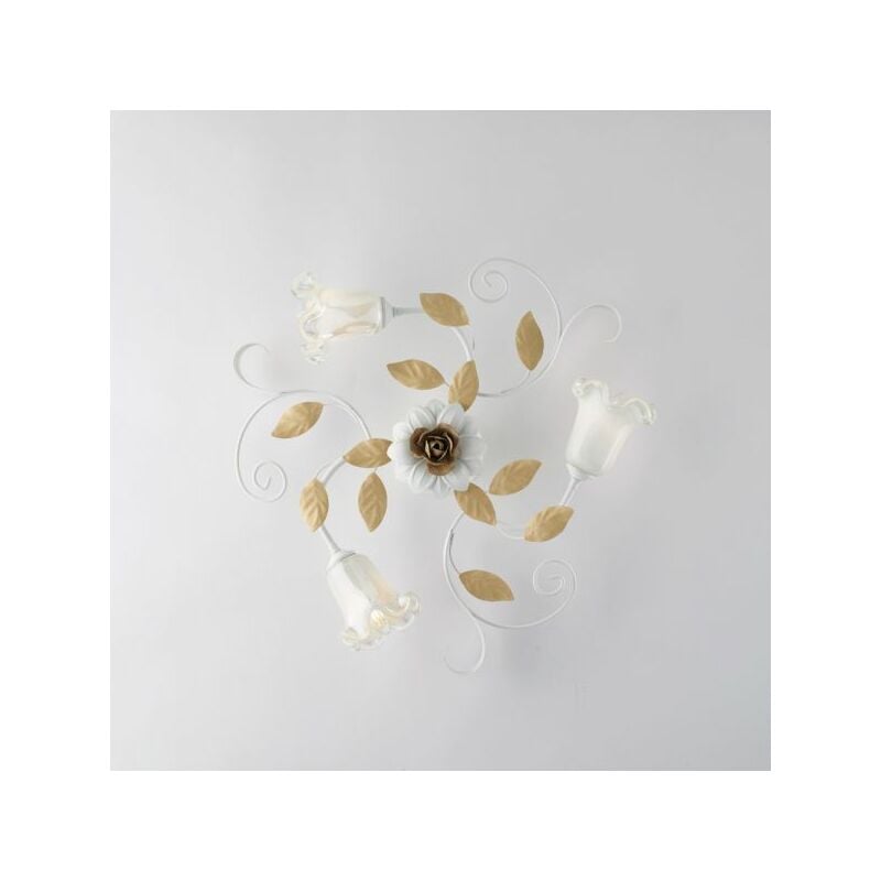 foto del prodotto bonetti illumina plafoniera in ferro laccato bianco shabby 3 luci cesto