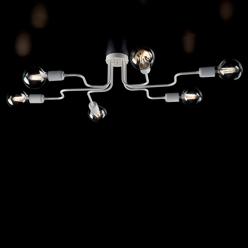 foto del prodotto bonetti illumina plafoniera industrial 6 luci ferro bianco e argento serie loft