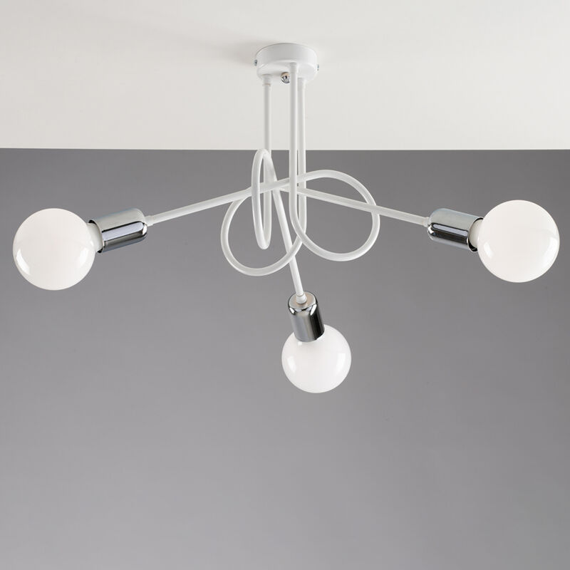 foto del prodotto bonetti illumina plafoniera minimal 3 luci in ferro laccato bianco particolari cromo serie pop