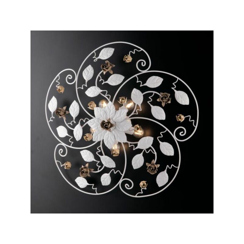 foto del prodotto bonetti illumina plafonierain ferro laccato bianco shabby 5 luci bella