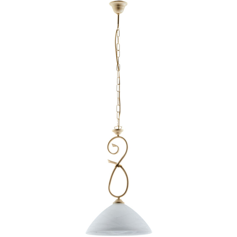 foto del prodotto bonetti illumina sospensione 1 luce dallas ferro battuto avorio decap vetro bianco