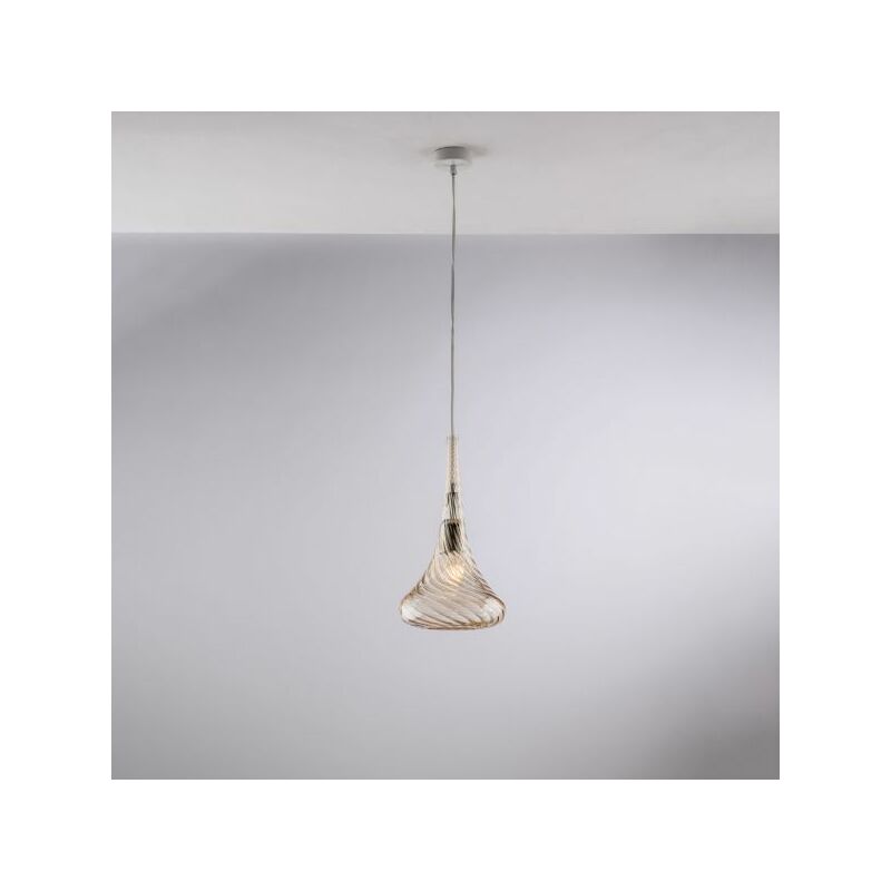 foto del prodotto bonetti illumina sospensione in ferro con vetro ambra pyrex 1 luce nemesi