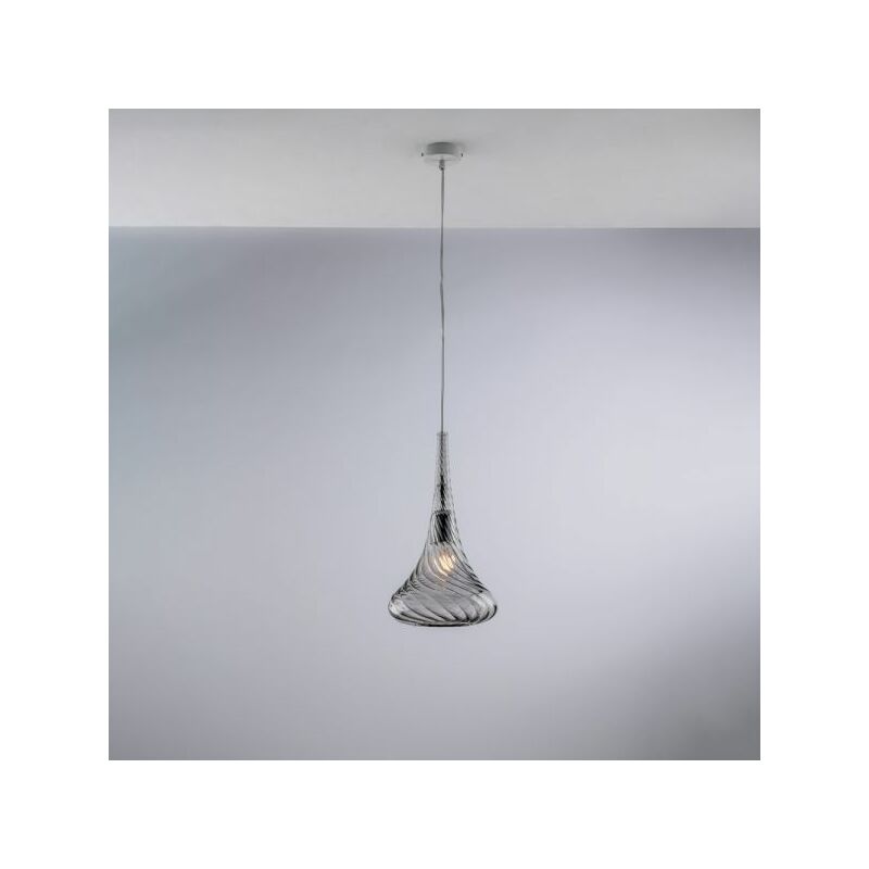 foto del prodotto bonetti illumina sospensione in ferro con vetro grigio pyrex 1 luce nemesi
