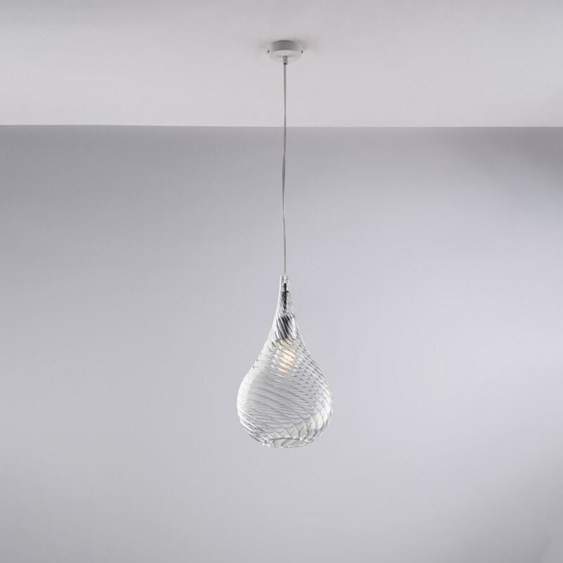 foto del prodotto bonetti illumina sospensione in ferro con vetro trasparente pyrex 1 luce pluvia