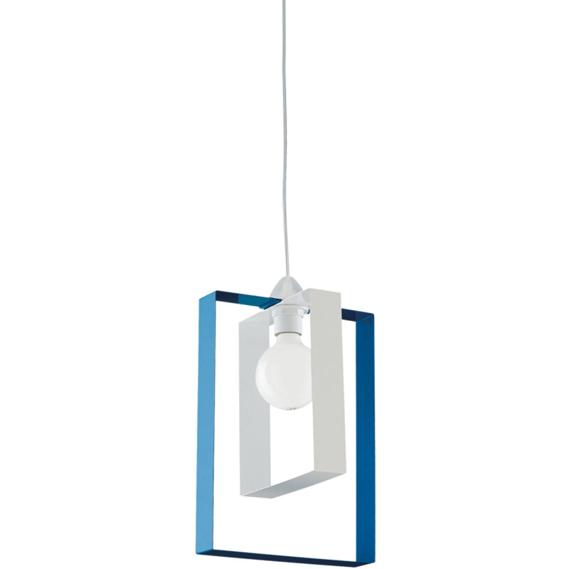 foto del prodotto bonetti illumina sospensione moderna duplo 1 luce ferro laccato bianco e azzurro
